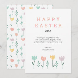 Floral Happy Oaster Niedlich Moderne Pastel Pink B Feiertagskarte