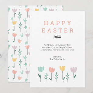 Floral Happy Oaster Niedlich Moderne Pastel Pink B Feiertagskarte