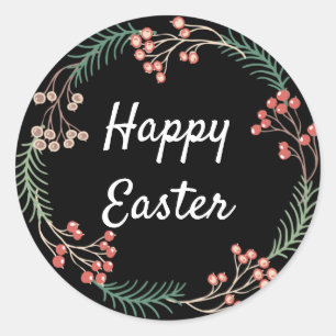 Floral Happy Oaster Runder Aufkleber
