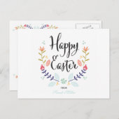 Floral Happy Osterpost Postkarte (Vorne/Hinten)