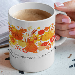 Floral Happy Thanksgiving Motivierend Typografie Kaffeetasse