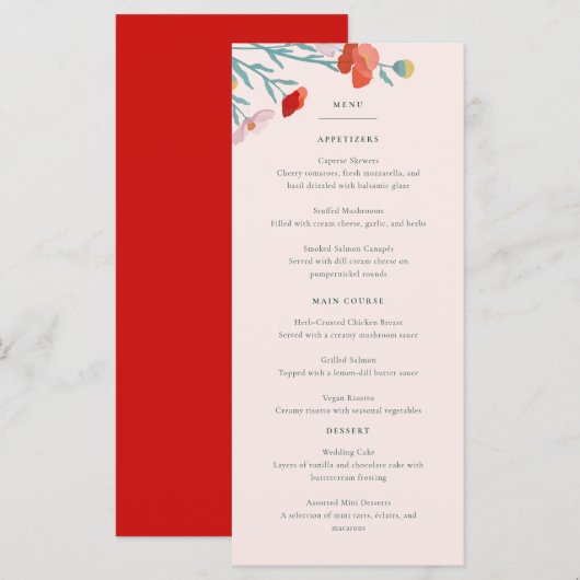 Floral Harmony Flat Menu Menükarte (Vorne/Hinten)