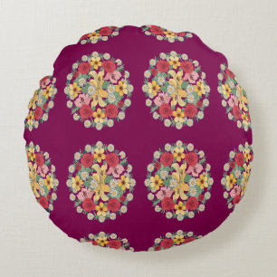 Floral Harmony Mandala Rundes Kissen