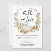 Floral Harvest Pumpkin Fall in Liebe Brautparty Einladung (Vorderseite)
