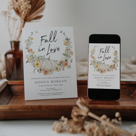 Floral Harvest Pumpkin Fall in Liebe Brautparty Einladung