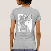 Floral Hat Lady Ink Art T-Shirt (Rückseite)