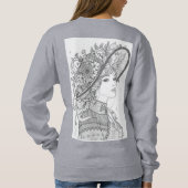 Floral Hat Lady Ink Illustration Sweatshirt (Rückseite)