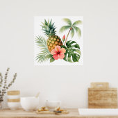 Floral Hawaii Pineapple & Hibiscus Summer Name Poster (Küche)