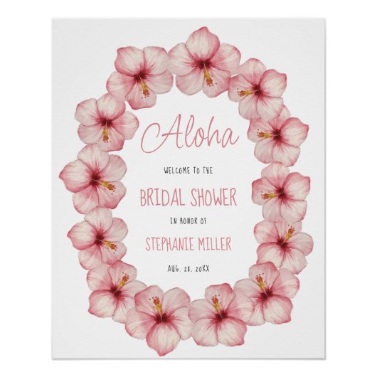 Floral Hawaiian Lei Brautparty Begrüßungszeichen Poster (Vorderseite)