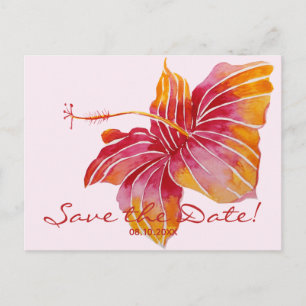 Floral Hawaiian Save the Date Hochzeitstorte Ankündigungspostkarte