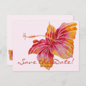 Floral Hawaiian Save the Date Hochzeitstorte Ankündigungspostkarte (Vorne/Hinten)