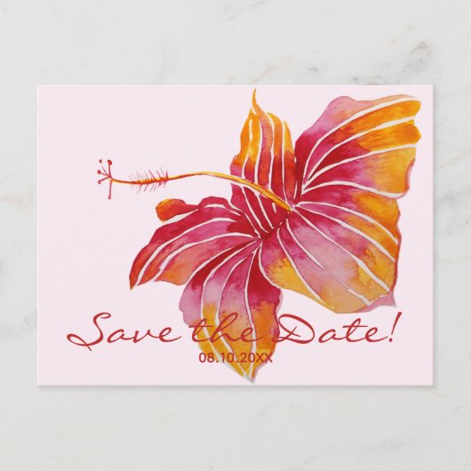 Floral Hawaiian Save the Date Hochzeitstorte Ankündigungspostkarte (Vorderseite)