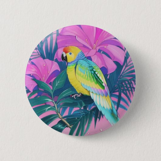 Floral/hawaiisch/tropisch/papagei Button (Vorderseite)