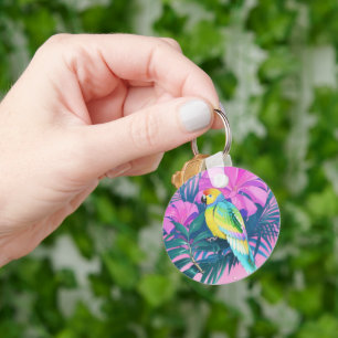 Floral/hawaiisch/tropisch/papagei Schlüsselanhänger
