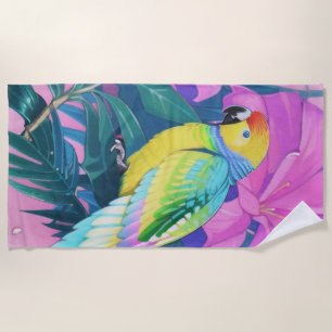 Floral/hawaiisch/tropisch/papagei Strandtuch
