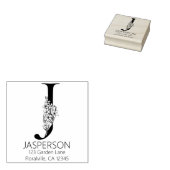 Floral Head Letter - J - Rücksendeadresse Monogram Gummistempel (Stempel)