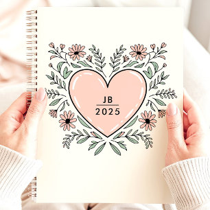 Floral Heart 2025 Monogramm Planer