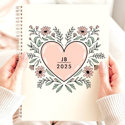 Floral Heart 2025 Monogramm Planer