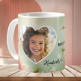 Floral Heart Best Mom Ever Photo Mug Kaffeetasse