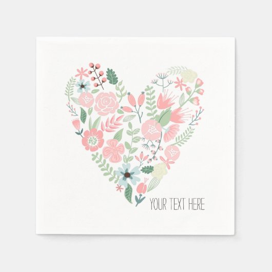 Floral Heart Birthday Serviette (Vorderseite)