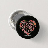 Floral Heart Crew Würdigungsgeschenk Team Dankbark Button (Vorne & Hinten)