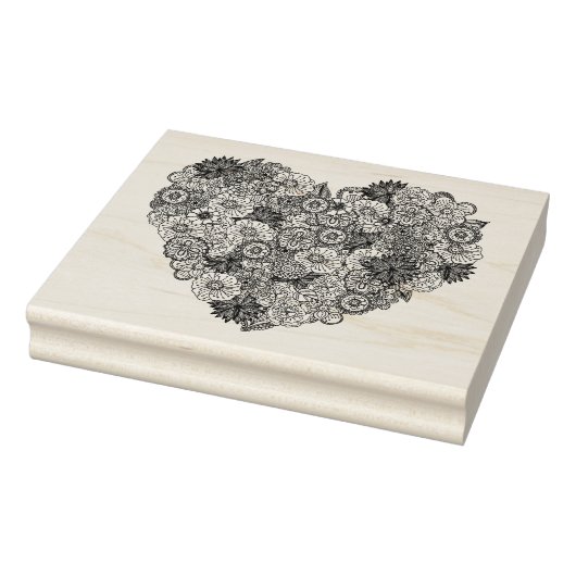 Floral Heart Doodle Gummistempel (Stempel)