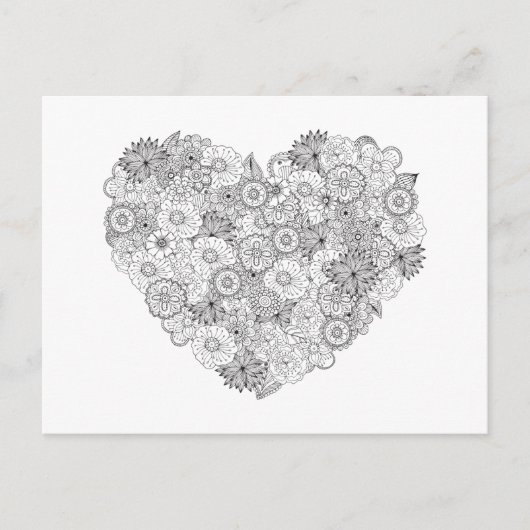 Floral Heart Doodle Postkarte (Vorderseite)