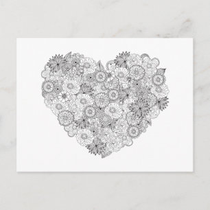 Floral Heart Doodle Postkarte