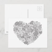 Floral Heart Doodle Postkarte (Vorne/Hinten)