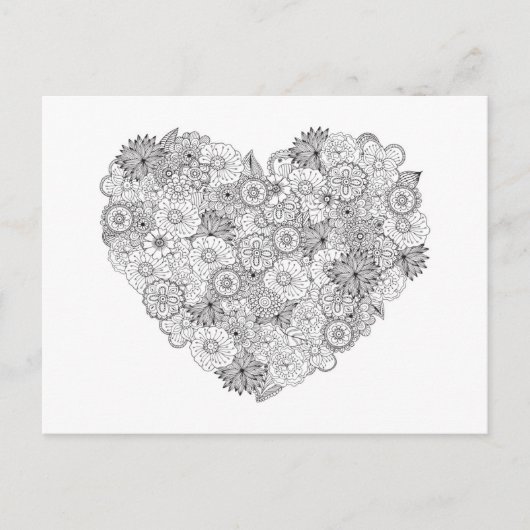 Floral Heart Doodle Postkarte (Vorderseite)