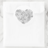 Floral Heart Doodle Runder Aufkleber (Tasche)
