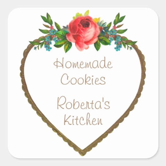 Floral Heart Frame Business Sticker (Vorderseite)