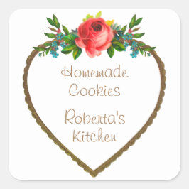 Floral Heart Frame Business Sticker