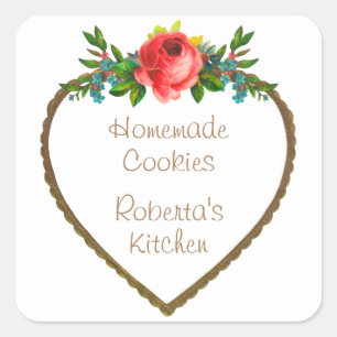 Floral Heart Frame Business Sticker