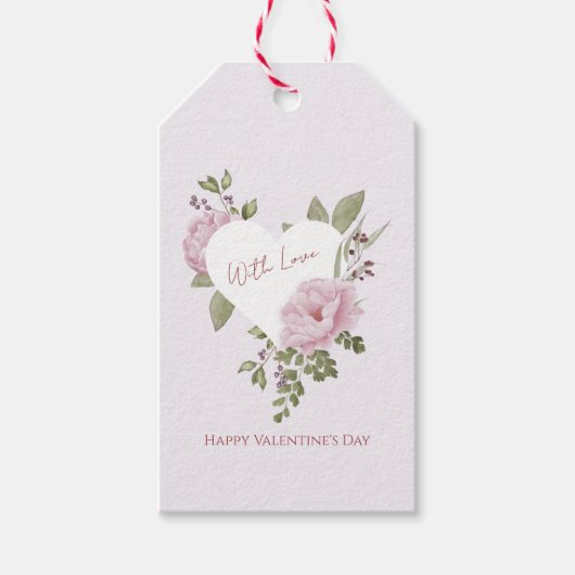 Floral Heart Gift Tag Geschenkanhänger (Vorderseite)