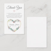 Floral Heart in Pink with Thanks Visitenkarte (Vorne/Hinten)