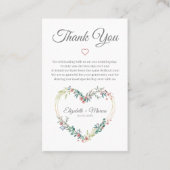 Floral Heart in Pink with Thanks Visitenkarte (Vorderseite)