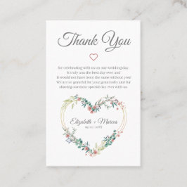 Floral Heart in Pink with Thanks Visitenkarte