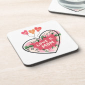 floral Heart "Love U. Mom" coaster Getränkeuntersetzer (Linke Seite)