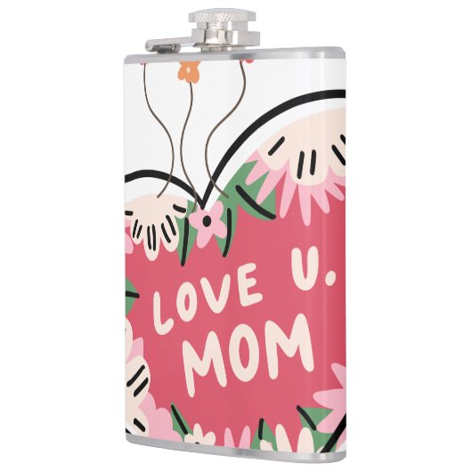 floral Heart "Love U. Mom" flask Flachmann (Links)