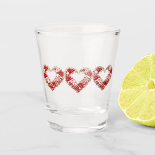 Floral Heart Pattern Glass Schnapsglas (Vorderseite)