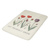 Floral Heart Tulips Let Yourself Grow Quote Badematte (Schrägansicht)