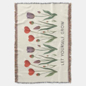 Floral Heart Tulips Let Yourself Grow Quote Decke (Vorderseite Vertikal)