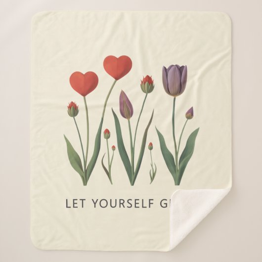 Floral Heart Tulips Let Yourself Grow Quote Sherpadecke (Vorderseite)