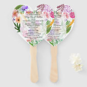 Floral Heart Wedding Program Fan Fächer (Vorne und Hinten)