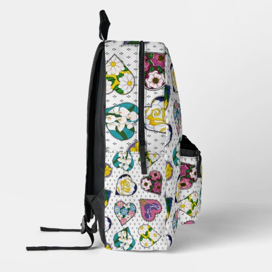 Floral Hearts Bedruckter Rucksack (Links)