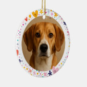 Floral Hearts Frame Custom Pet Photo | Personalize Keramik Ornament (Rechts)