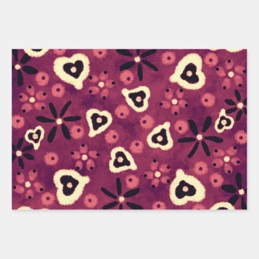 Floral Hearts Shades of Pink Pattern Decoupage Geschenkpapier Set (Vorderseite 2)