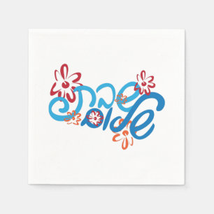Floral Hebrew Shabbat Shalom Paper Napkin Serviette