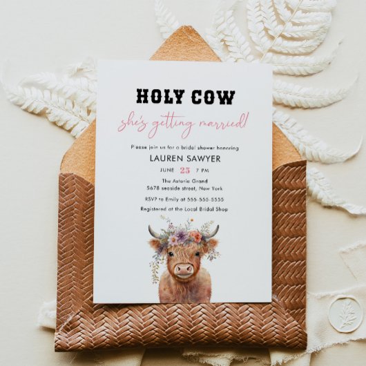 Floral Heilige Kuh Western Cowgirl Brautparty Einladung